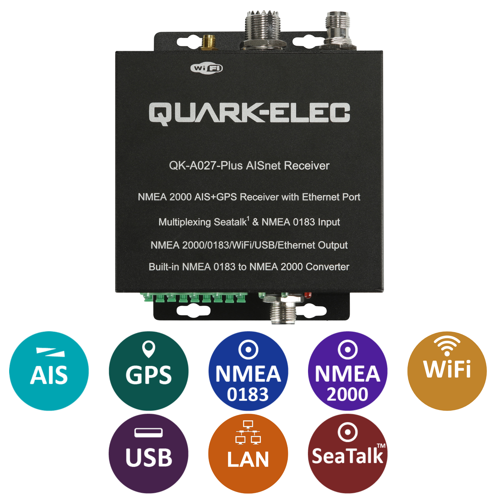 A027-plus NMEA 2000 AIS+GPS Receiver with NMEA Multiplexer and LAN, N2K, WiFi,USB Outputs